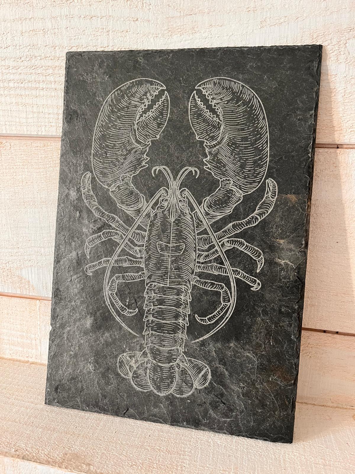 Ardoise gravure homard cocktail sur dessous de verre en ardoise